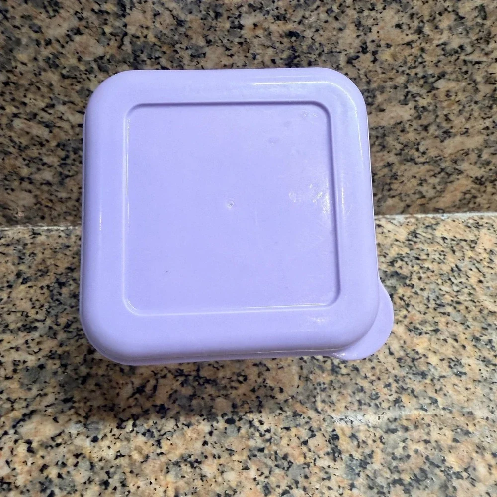 VTG Pottery Barn Kids Purple Snack Container Square Plastic Box w/ Lid Reusable